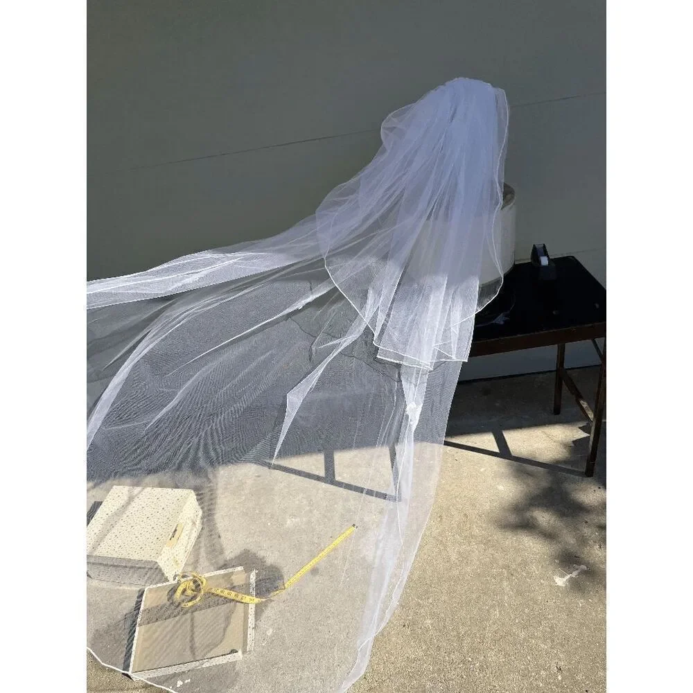 Vintage 80s-90s Bridal Cap Veil • Pearl-Lace Juliet Headpiece, Two-Tier Chapel L